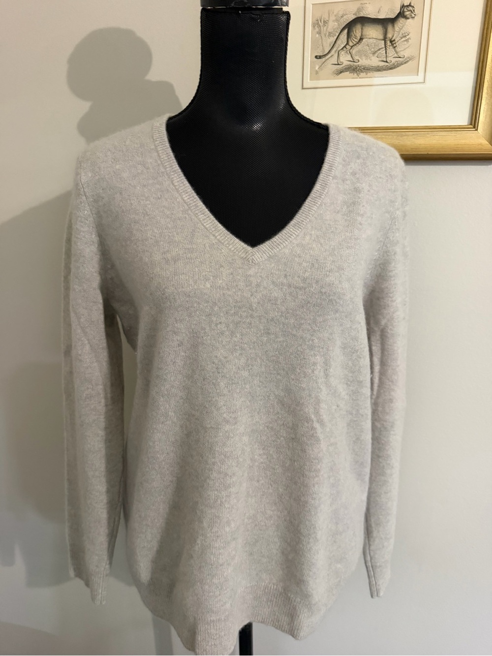 NWT C by Bloomington Cashmere 2 Ply Cashmere V-Neck Women's Sweater Gray XL